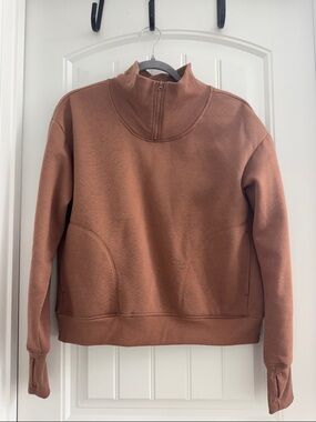 Women's Half-Zip Pullover Sweatshirt - Rust